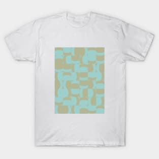 Green and Ochre Tiles Pattern T-Shirt